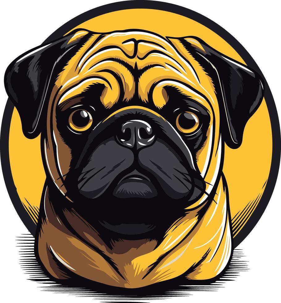 A cute and adorable pug dog illustration, perfect for pet lovers, animal enthusiasts, and those who enjoy humorous and heartwarming imagery vector