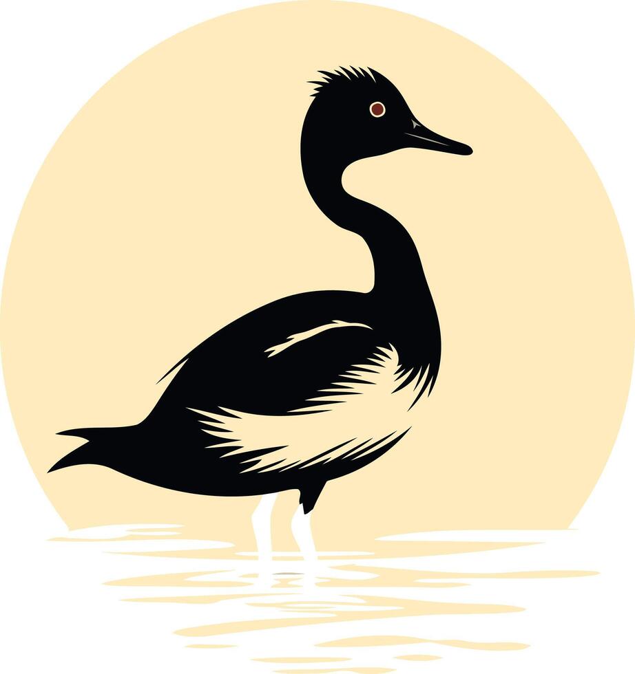 Black necked Grebe Silhouette on Water vector