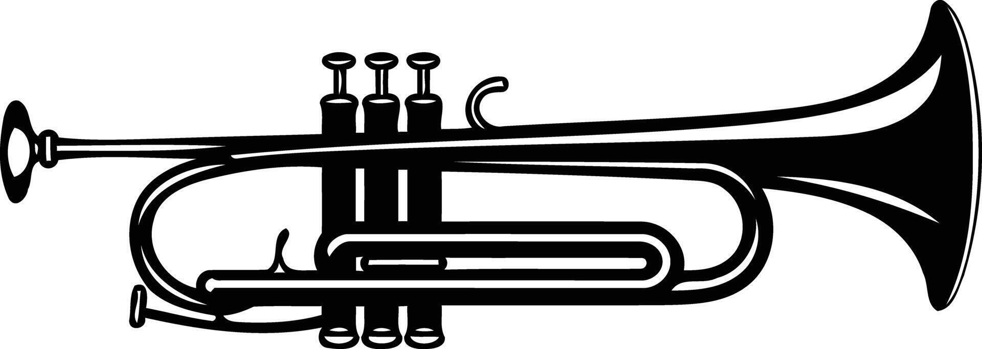 A simple yet elegant illustration of a trumpet, perfect for music-related projects, logos, and designs vector