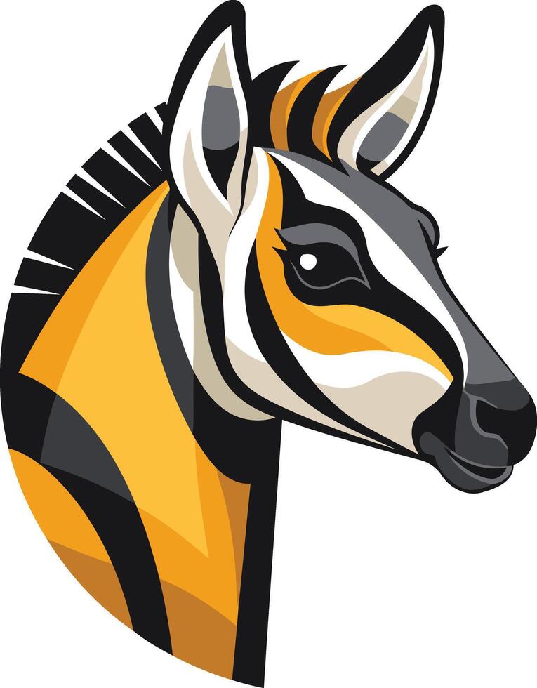 A stylized zebra head logo, featuring bold black and yellow stripes, perfect for a brand seeking a unique and animal-inspired identity vector