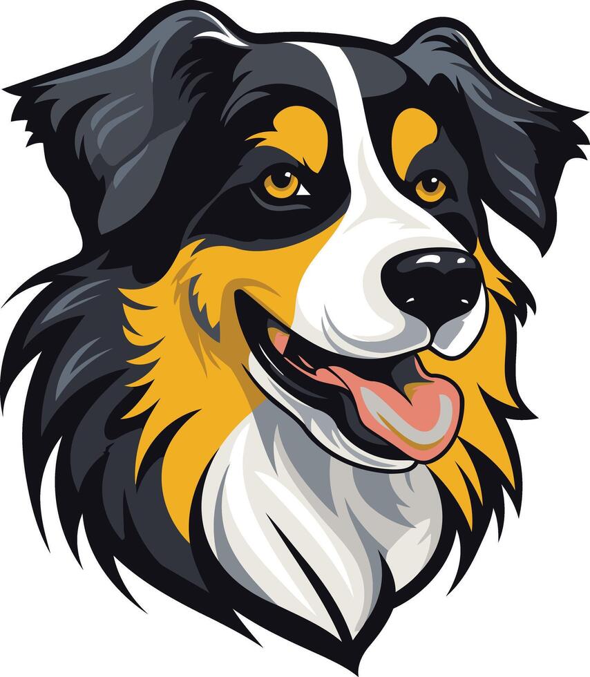 A friendly and playful australian shepherd dog head illustration, perfect for pet-related designs vector