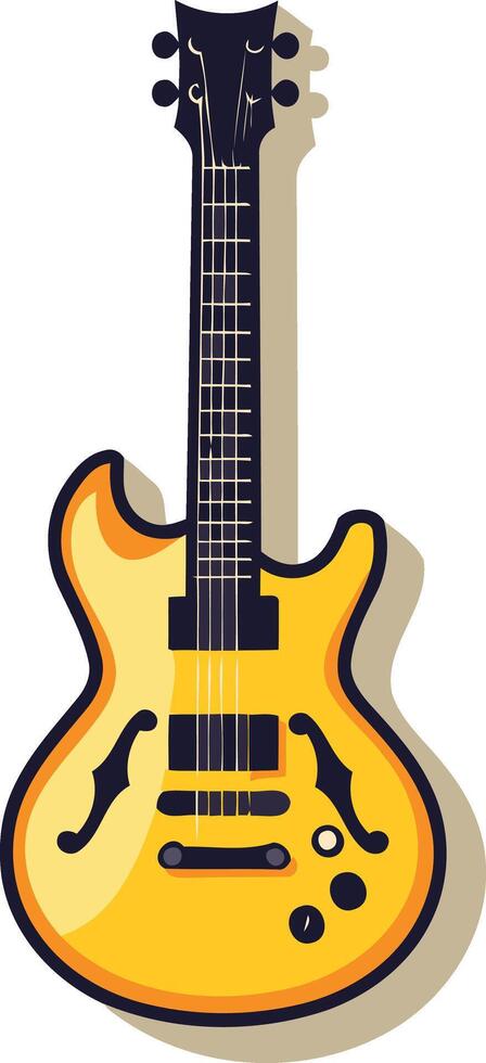 A vibrant yellow electric guitar with a sleek design, perfect for music-themed projects and designs vector