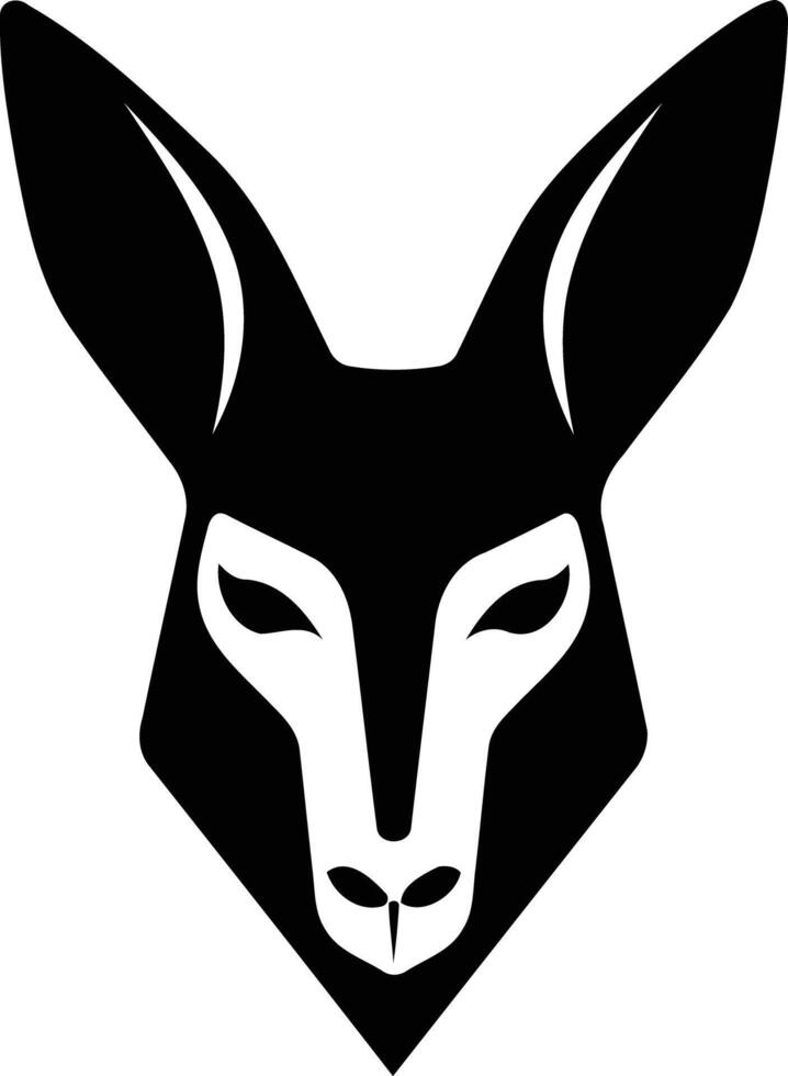 Bold and striking black and white silhouette of a kangaroo's head, ideal for branding, logos, and animal-themed designs vector