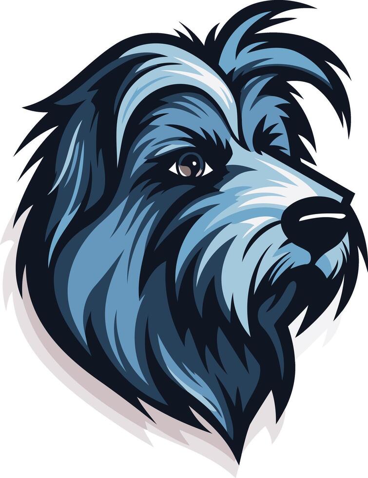 A striking blue and white illustration of a dog's head, perfect for branding, logos, and pet-related designs vector
