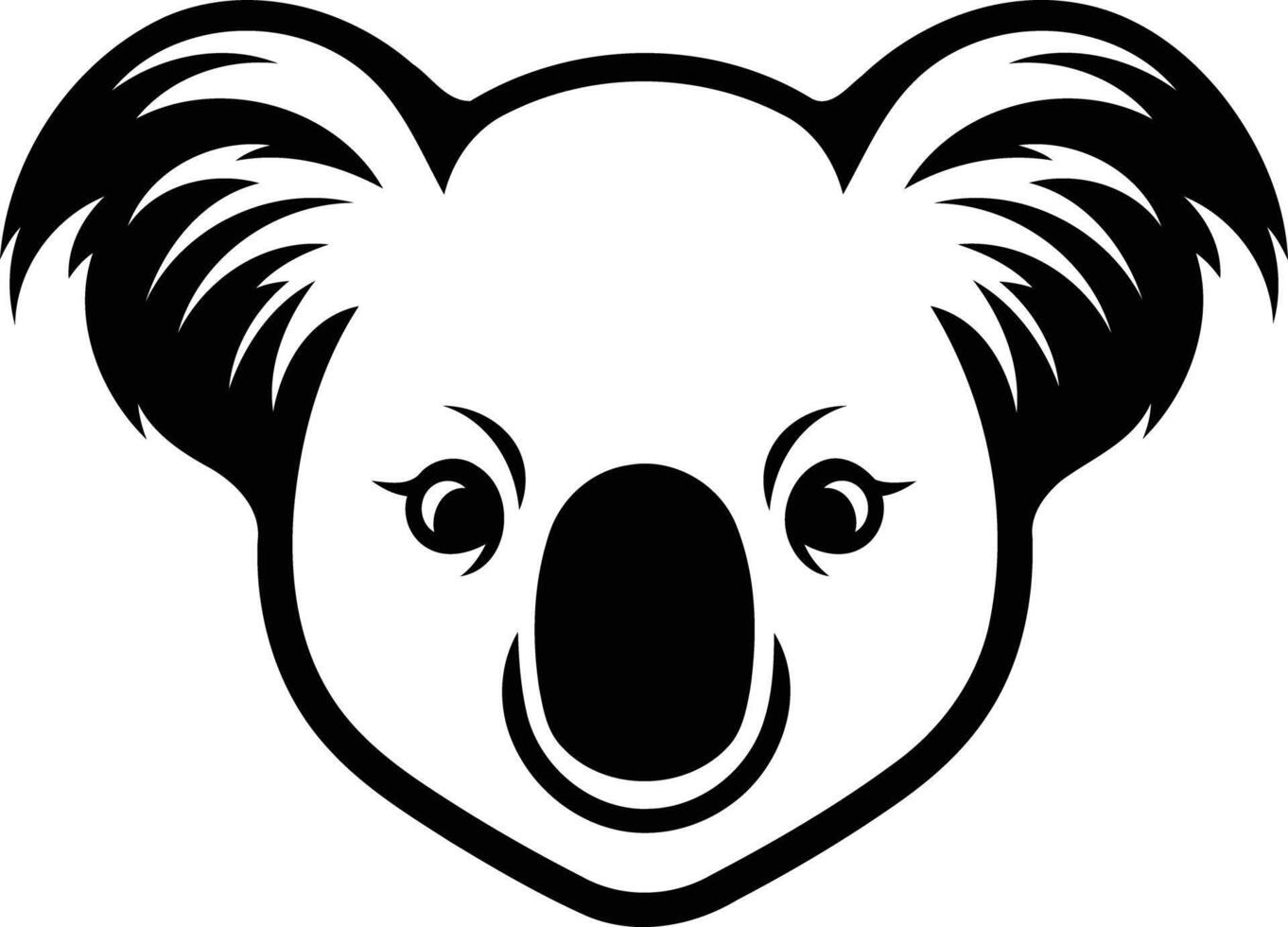 Black and white illustration of a koala's face, perfect for logos, branding, or merchandise vector