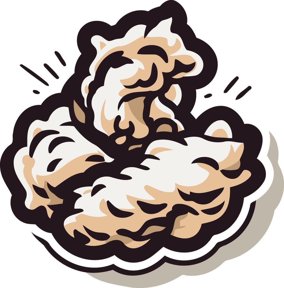 A bold, stylized illustration of a bicep flexing with bursting energy vector