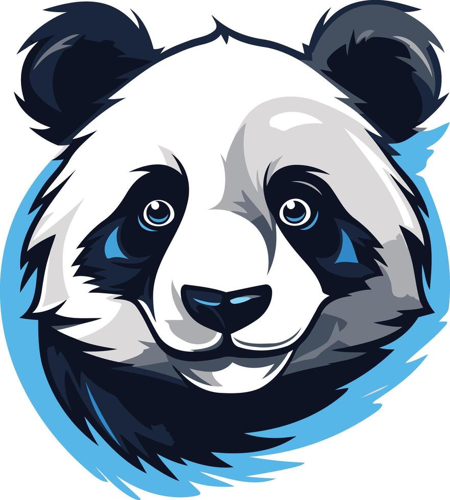Cute and friendly panda mascot logo with blue accents, perfect for branding, social media, or merchandise vector