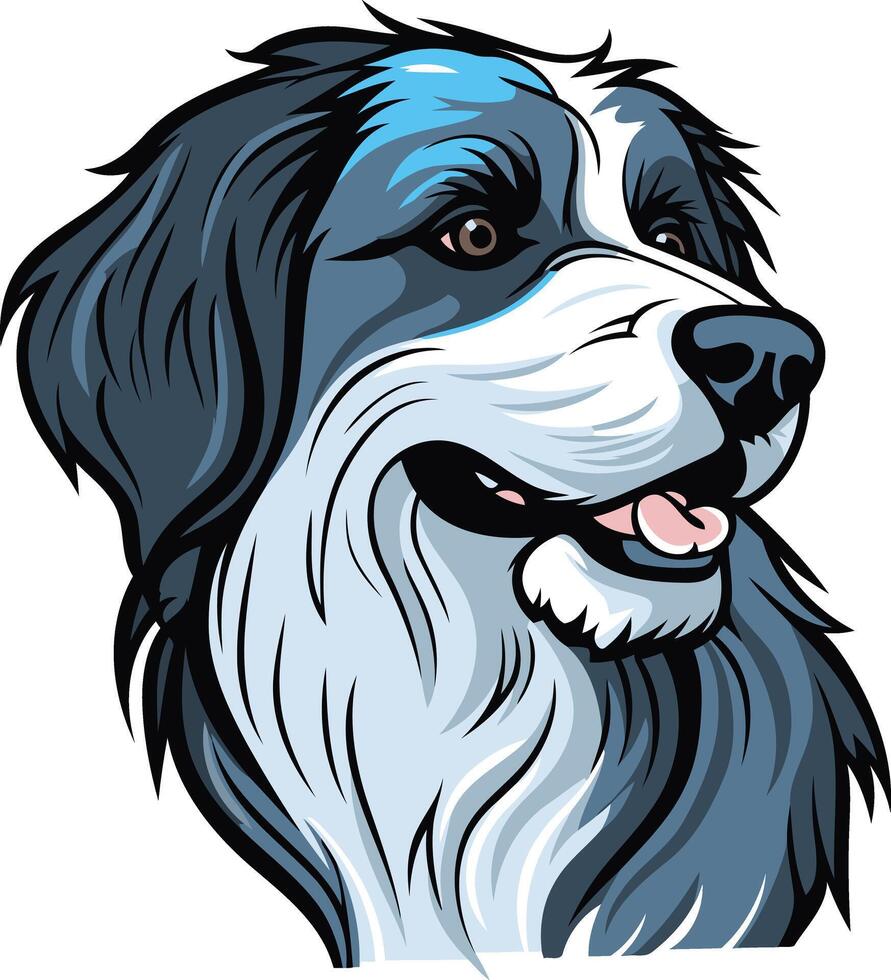 Charming cartoon illustration of a friendly dog with blue accents, perfect for pet-related branding, merchandise, or social media vector