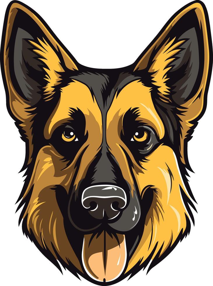 A friendly german shepherd dog head with a playful expression, perfect for pet-related designs, merchandise, and social media graphics vector