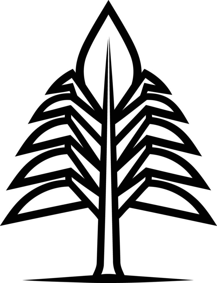 Simple, stylized black and white illustration of a tree vector