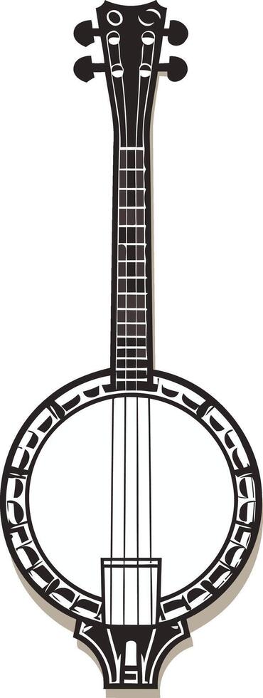 Simple black and white illustration of a banjo, perfect for website design, app icons, music-themed projects, or any design project needing a classic instrument vector