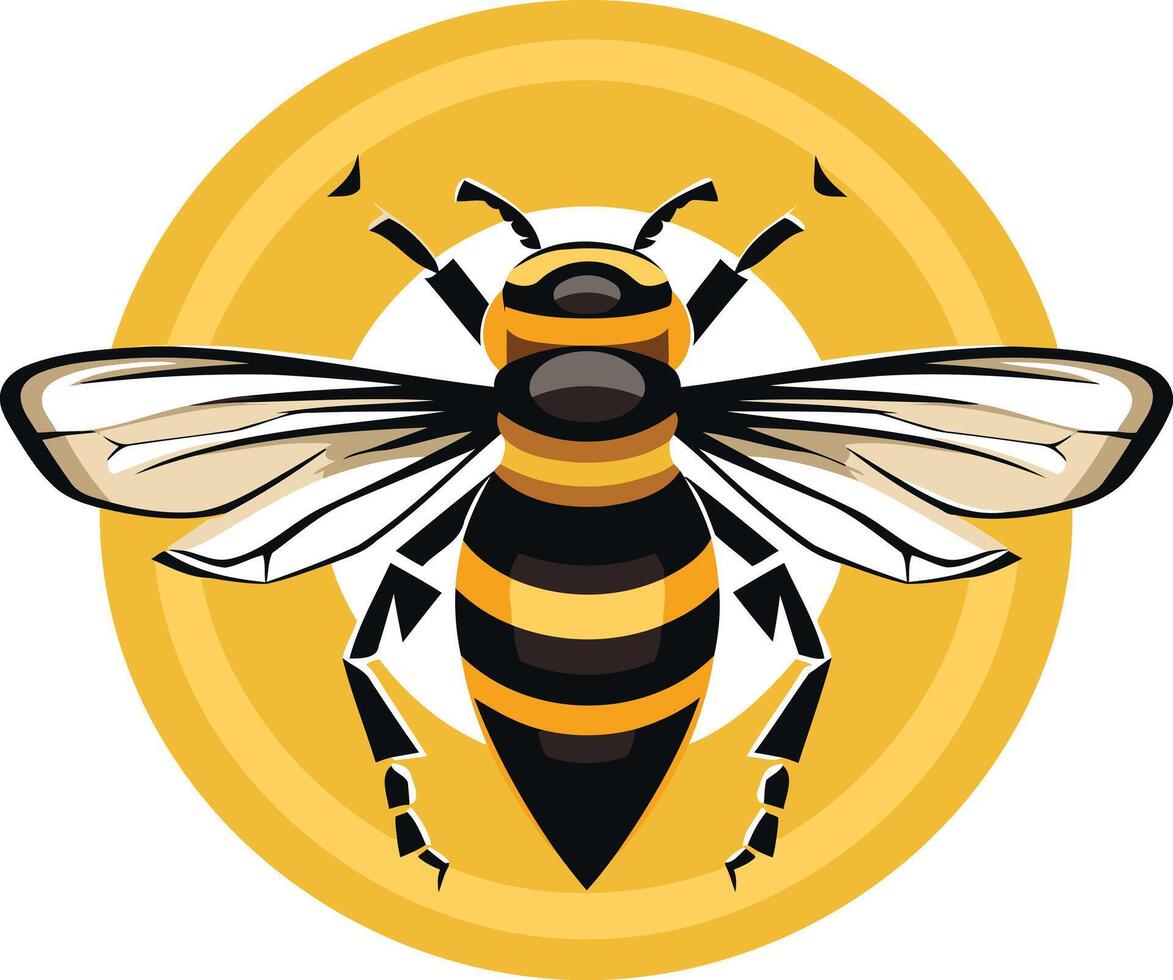 Bee Illustration in a Circle vector