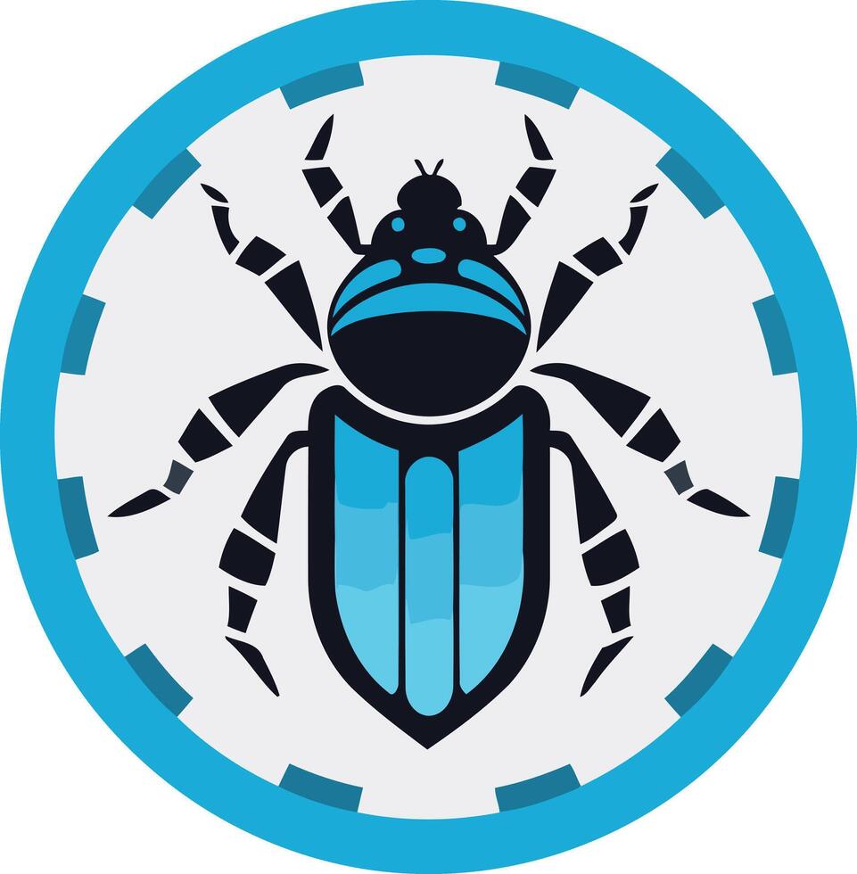 Blue Beetle Icon with Circular Frame vector