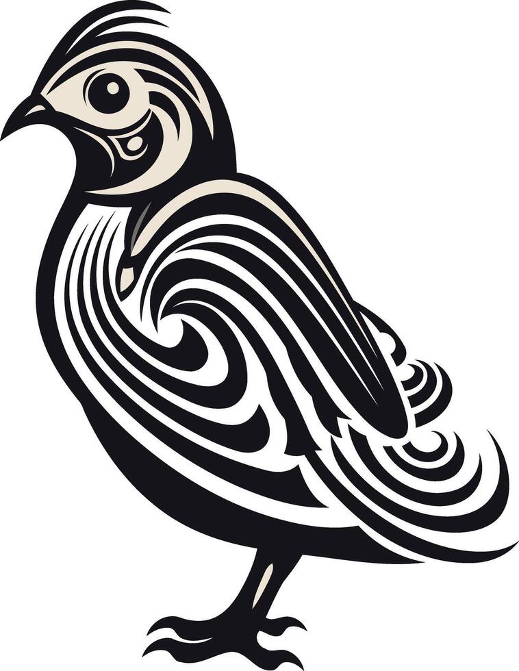 Abstract Bird Design in Black and White vector