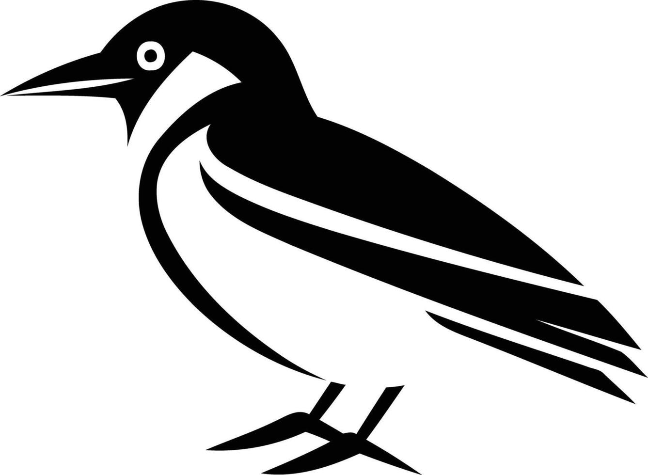 Stylized black and white illustration of a bird vector