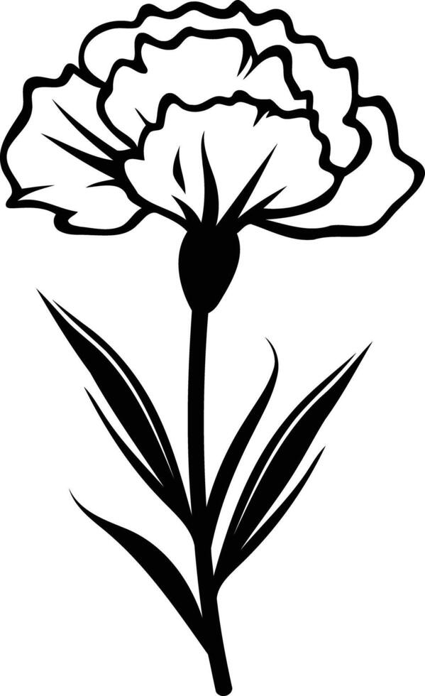 A simple yet elegant black and white illustration of a single carnation flower vector