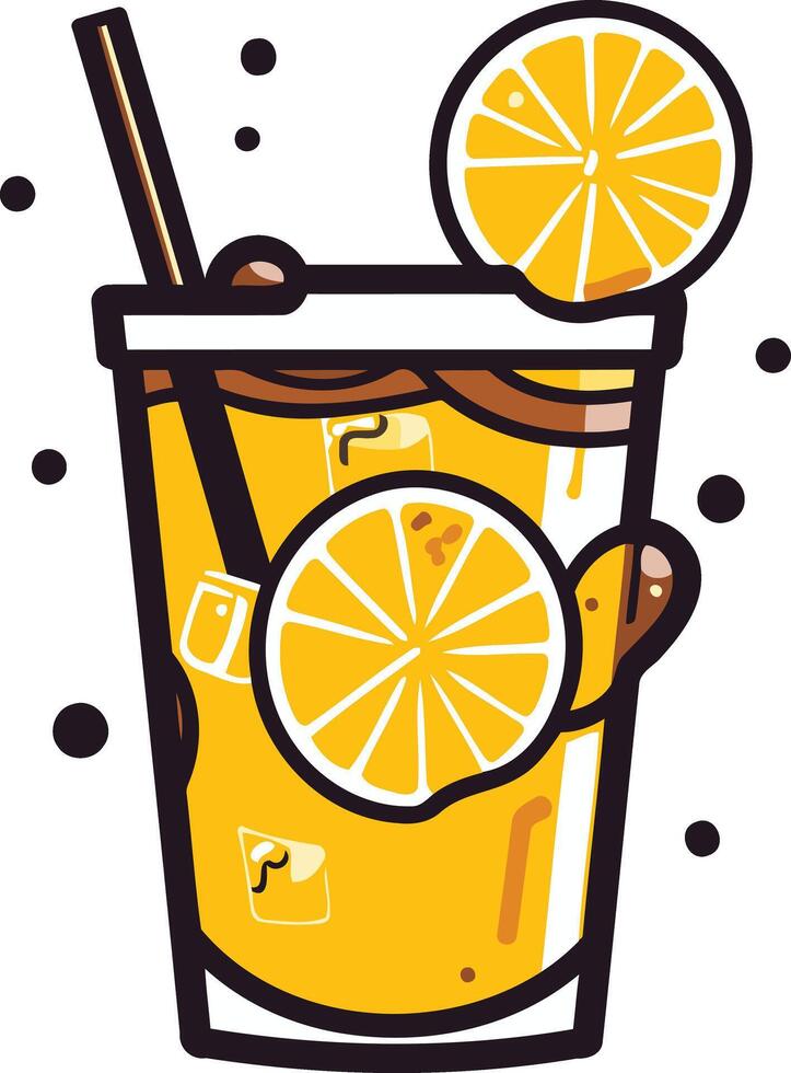 A refreshing glass of lemonade with ice and lemon slices, perfect for summer, beverage menus, and healthy drink promotions vector