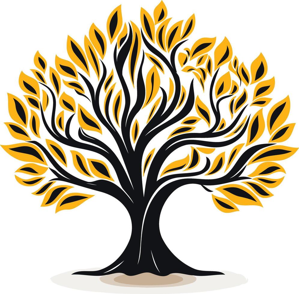Stylized Tree with Yellow Leaves vector