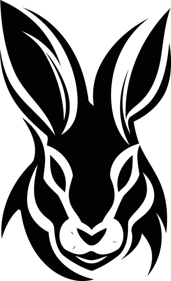 A bold, tribal-style rabbit head silhouette vector