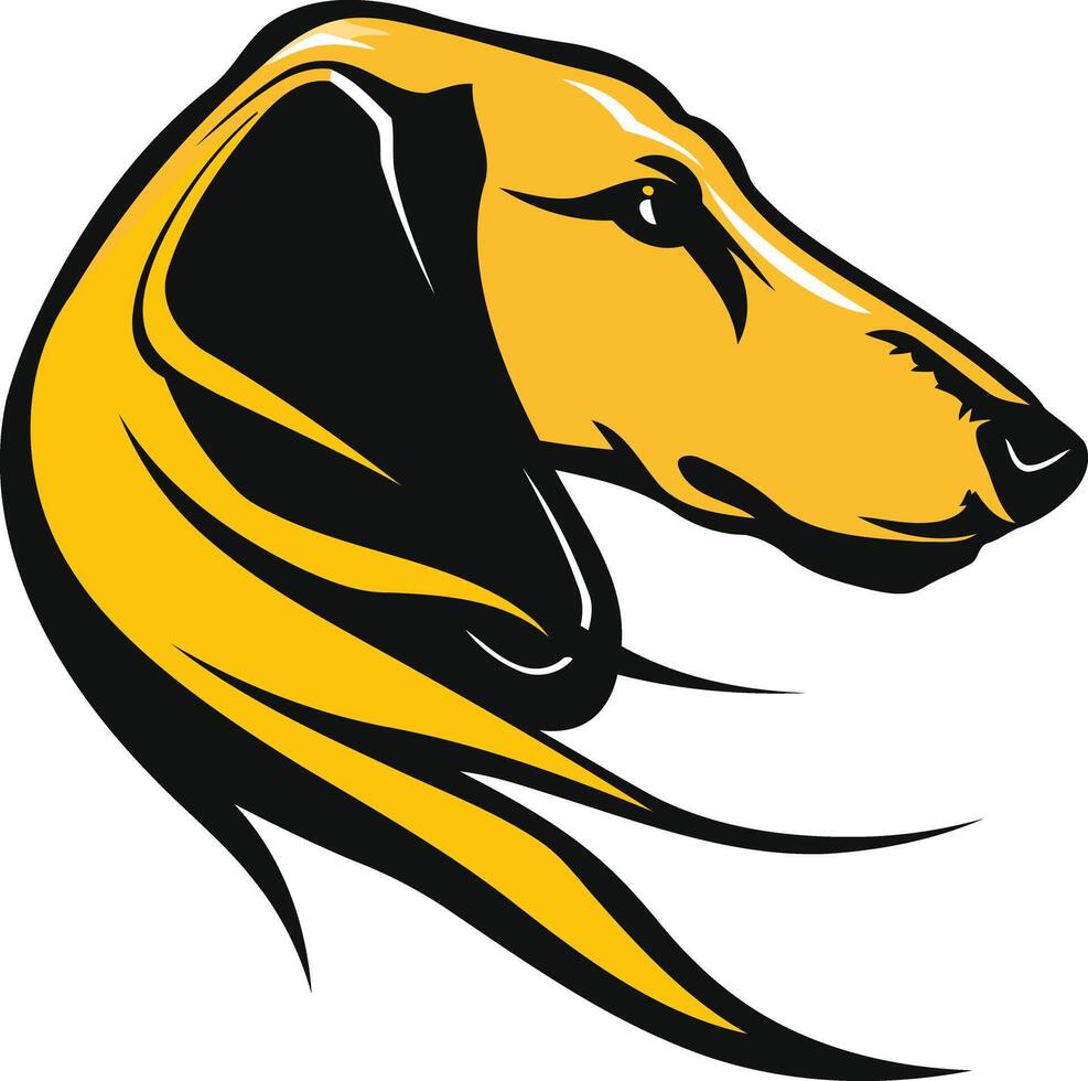 A stylized, bold illustration of a dog's head, perfect for logos, branding, and pet-related designs vector