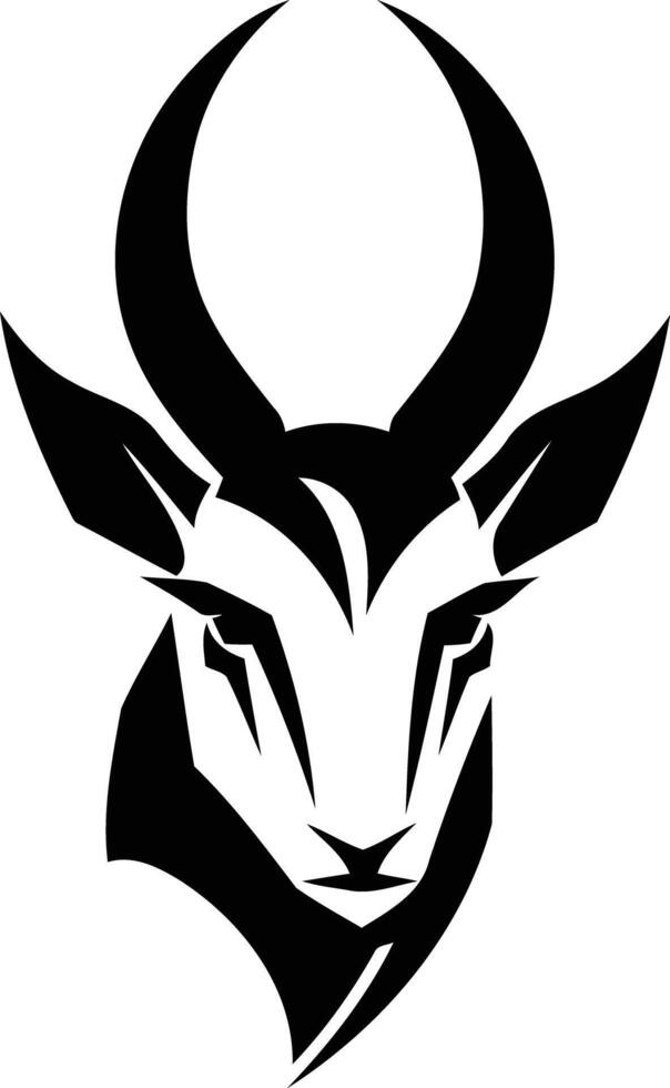 Black and white illustration of an antelope head, perfect for logo design, branding, or wildlife-themed projects vector