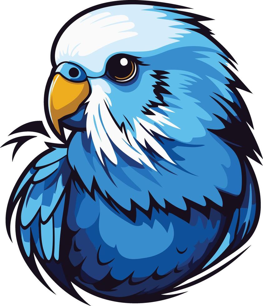 Cute cartoon blue budgie with white feathers, perfect for pet-related businesses, logos, or designs vector
