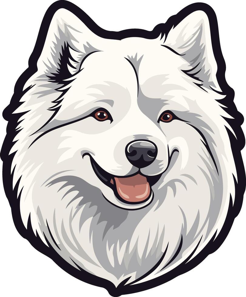 A charming, cartoon-style illustration of a samoyed dog with a friendly expression vector