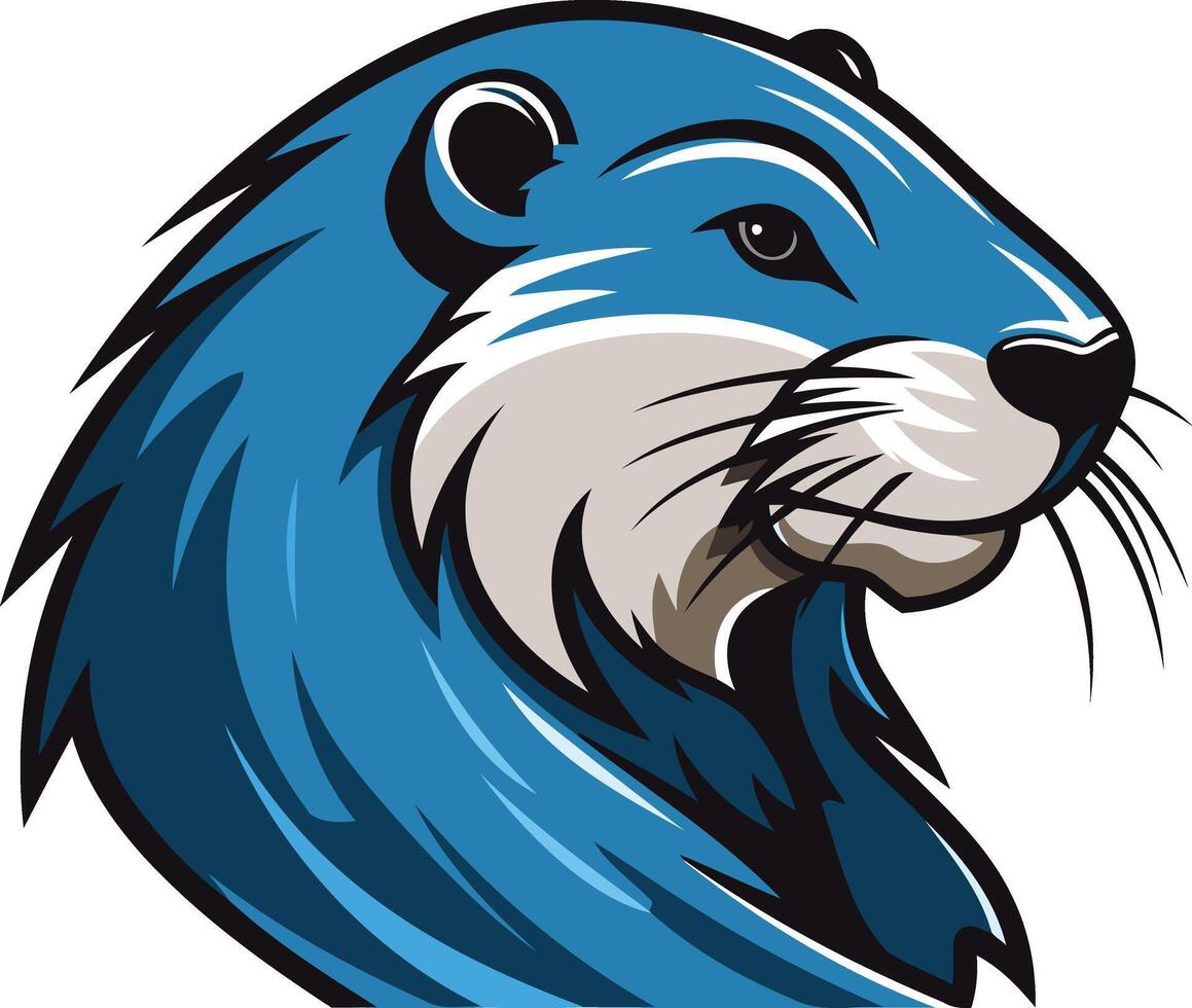 A bold and stylized illustration of an otter's head, perfect for mascot designs, sports logos, or branding for eco-conscious companies vector