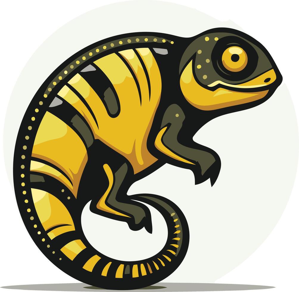 Cartoon Illustration of a Yellow and Black Lizard vector
