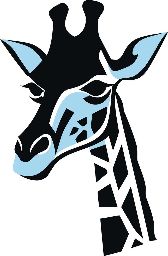 Giraffe Head Illustration in Black and Blue vector