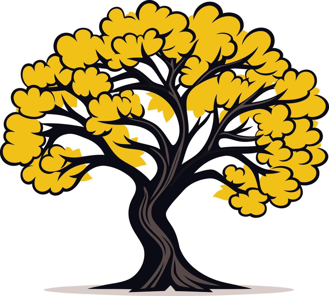 Simple, illustration of a tree with yellow leaves vector