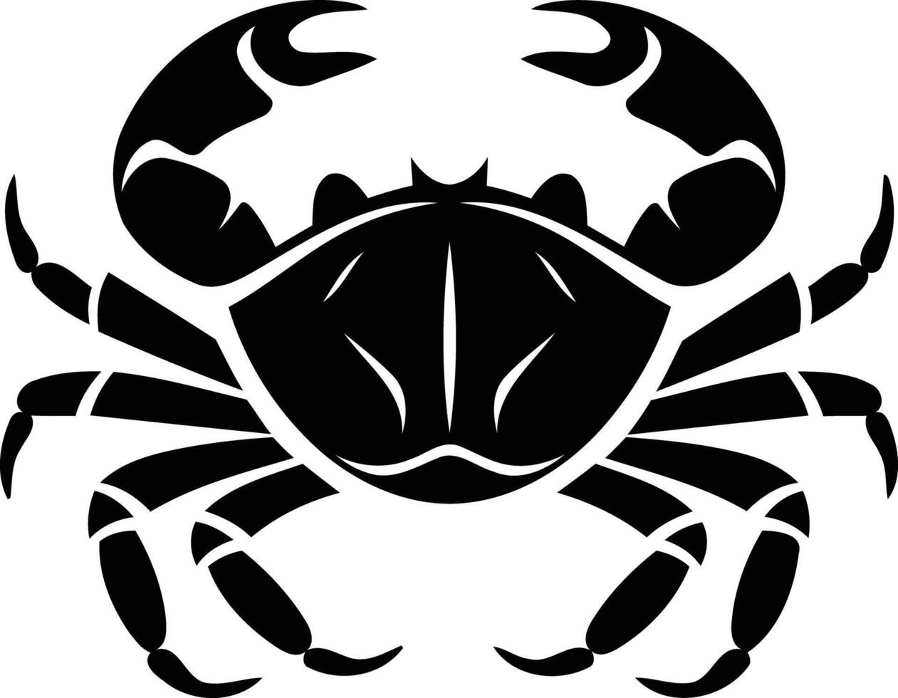 A bold, black and white illustration of a crab, perfect for logos, branding, and design projects vector