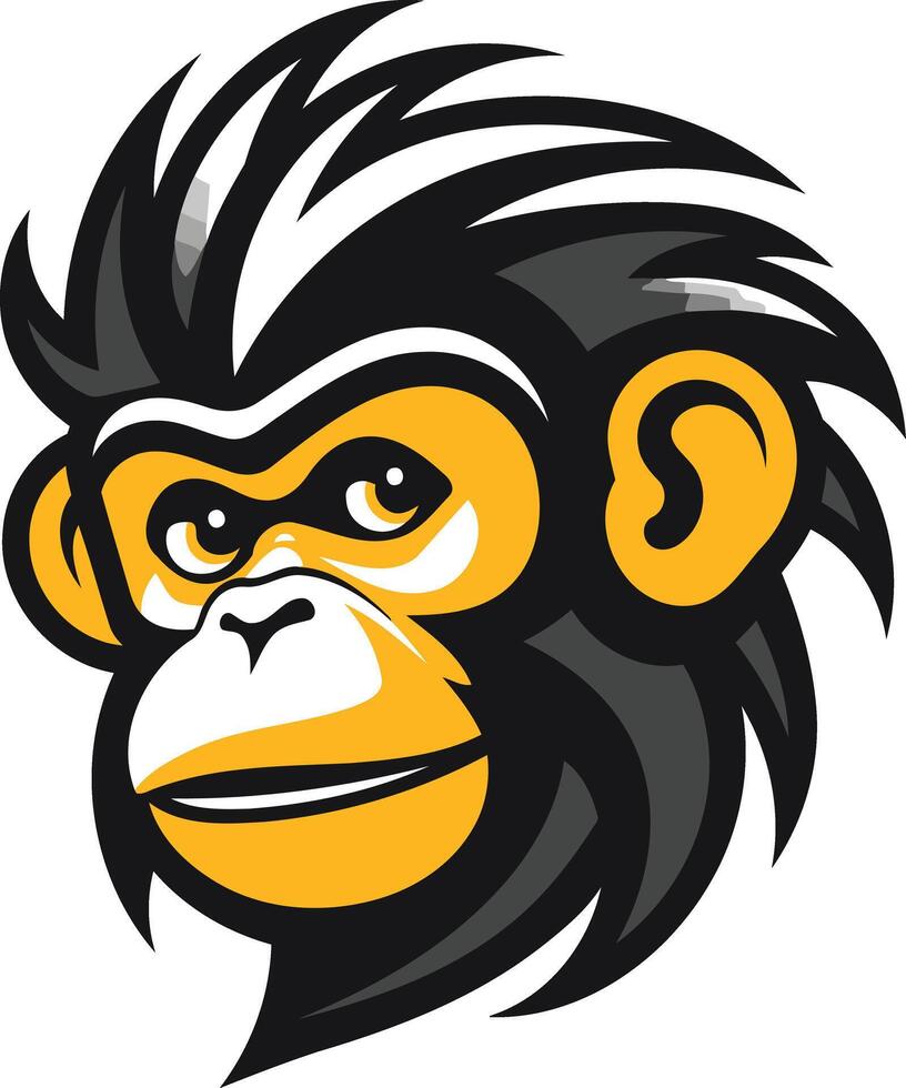 A playful and energetic cartoon monkey face with a spiky hairstyle vector