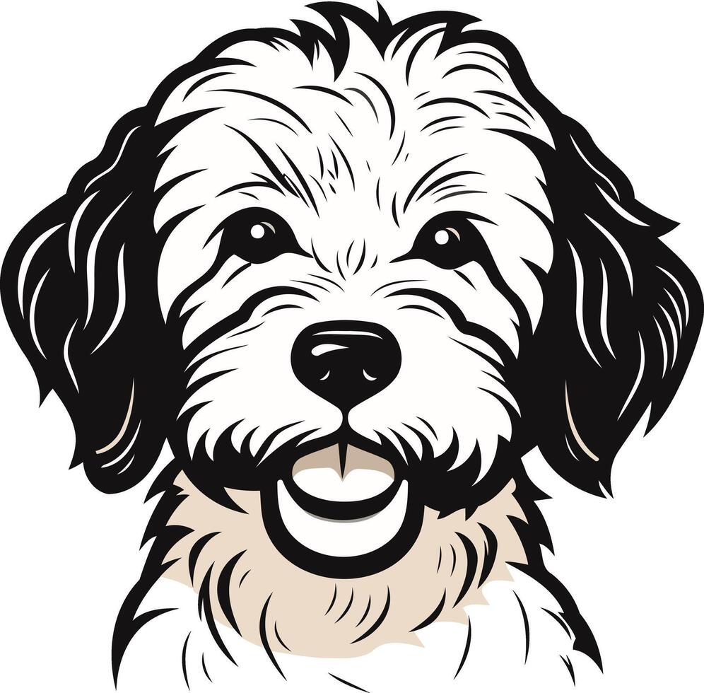 Cute cartoon illustration of a fluffy dog with a happy expression, perfect for pet-related branding, social media posts, or merchandise vector