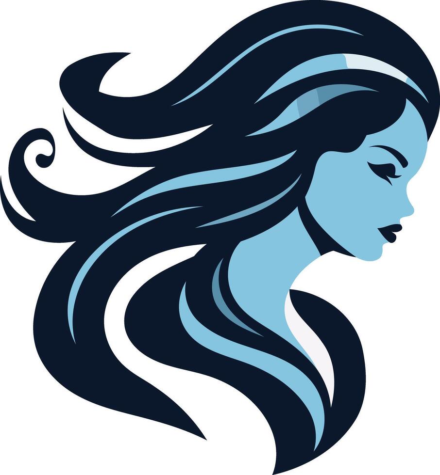 Blue and Black Stylized Woman vector
