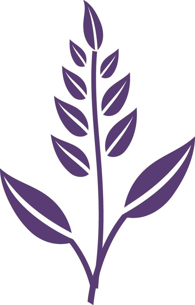 A simple, elegant, and minimalist logo design featuring a stylized purple plant with leaves vector