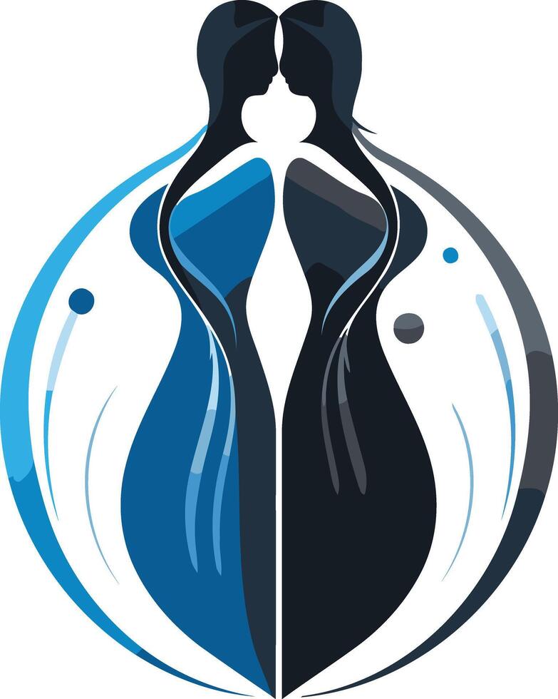 Two Abstract Figures in a Circle vector