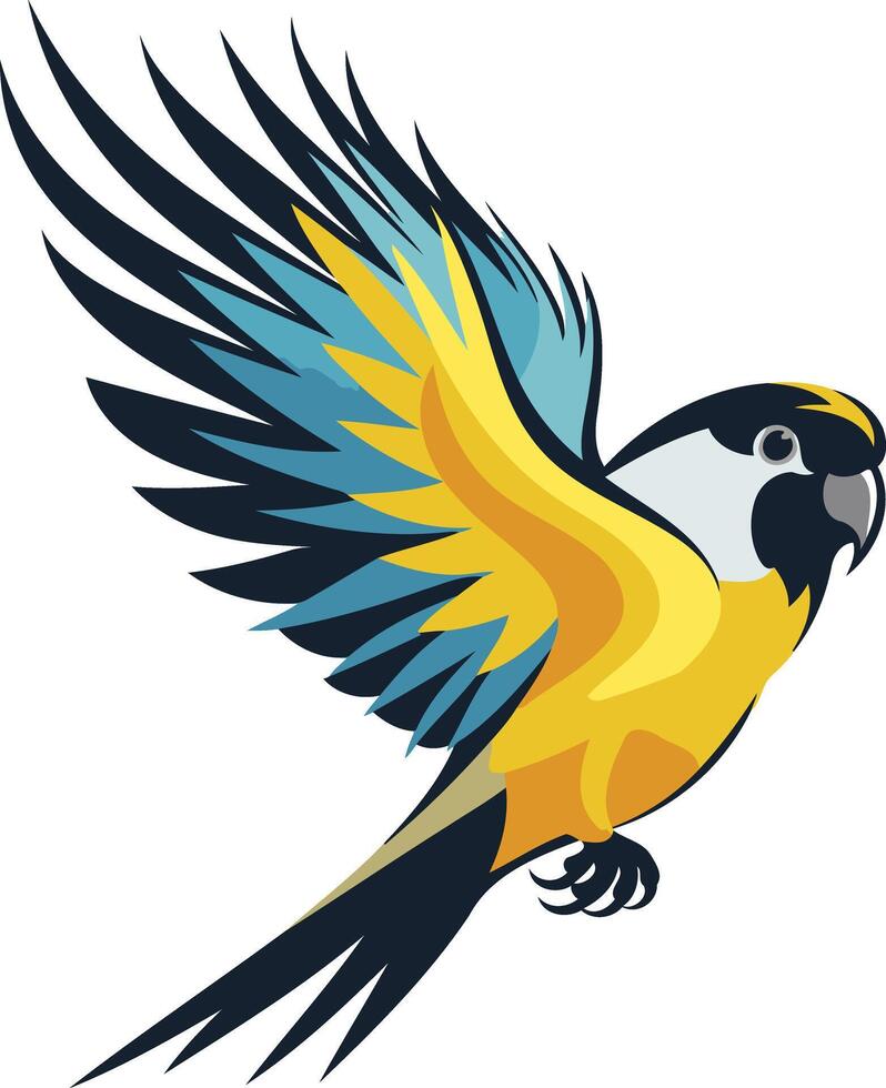 Yellow and Blue Parrot in Flight vector