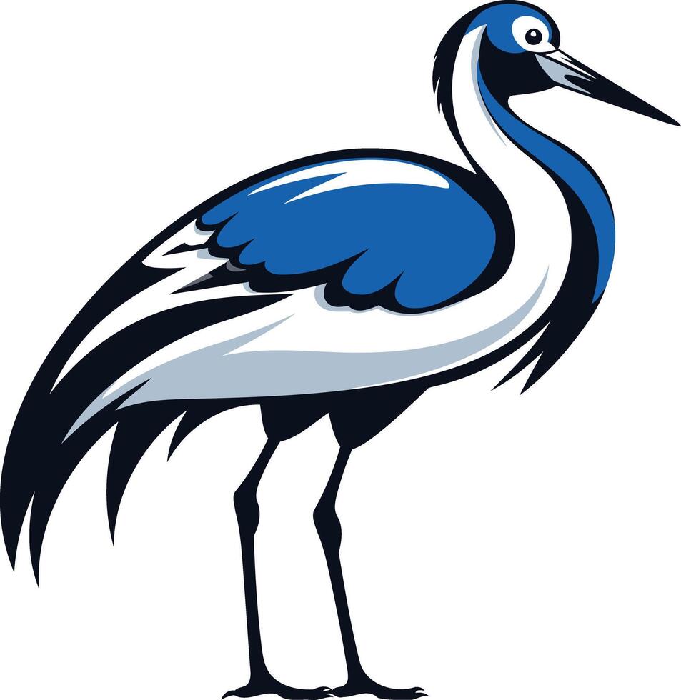 A stylized crane illustration, perfect for branding, logos, or designs with a nature theme vector