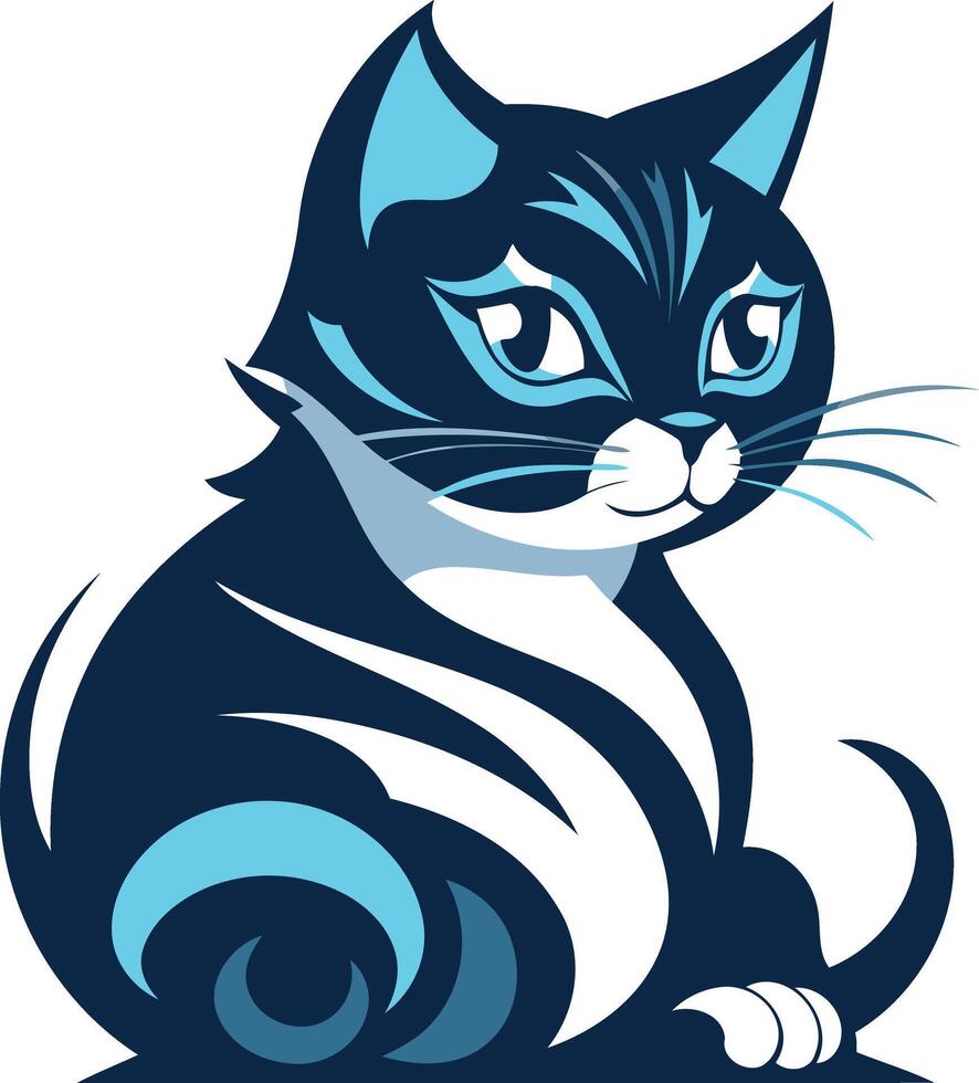 Blue and Black Cartoon Cat vector