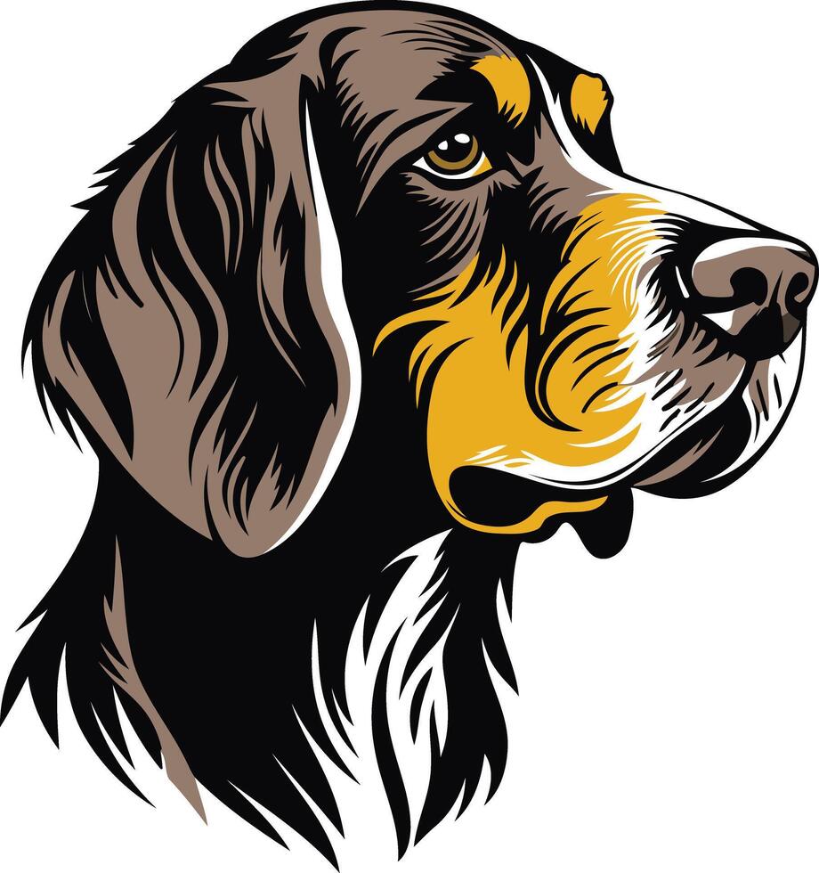 A detailed illustration of a hunting dog's head, perfect for logos, branding, and pet-related designs vector