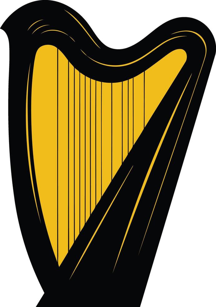 A simple and elegant illustration of a harp, perfect for use as a logo, icon, or design element for music-related businesses and organizations vector