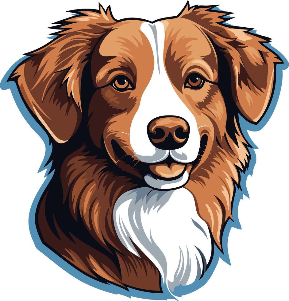 Smiling nova scotia duck tolling retriever dog portrait, perfect for pet related products, websites, and social media vector