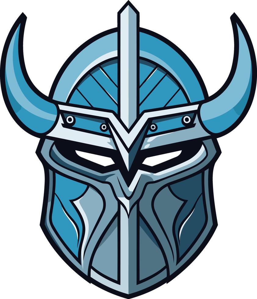 Blue and Silver Viking Helmet Illustration vector