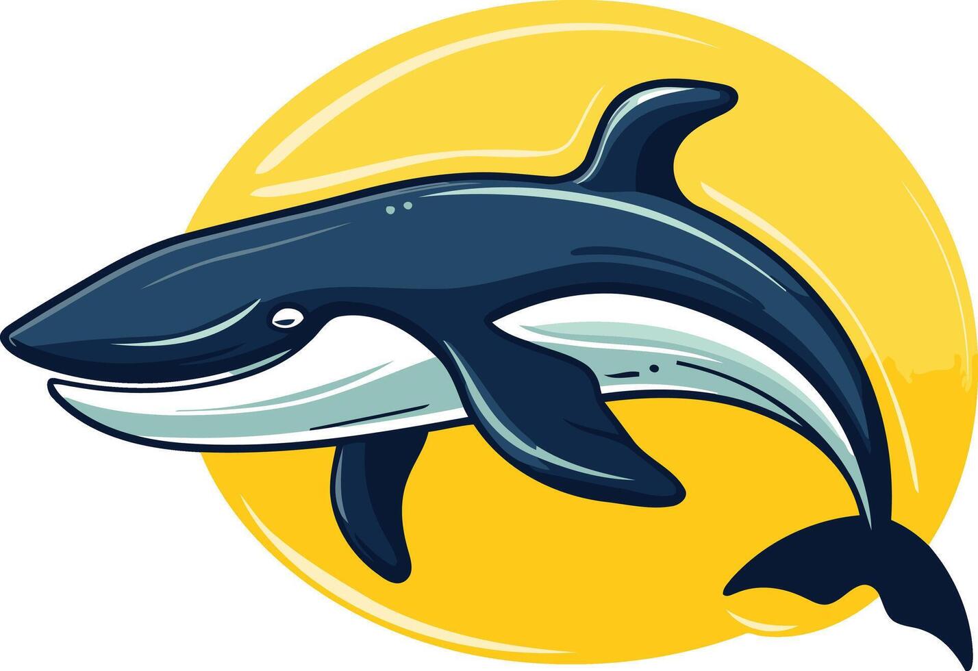 Cartoon Illustration of a Dolphin Jumping in Front of the Sun vector