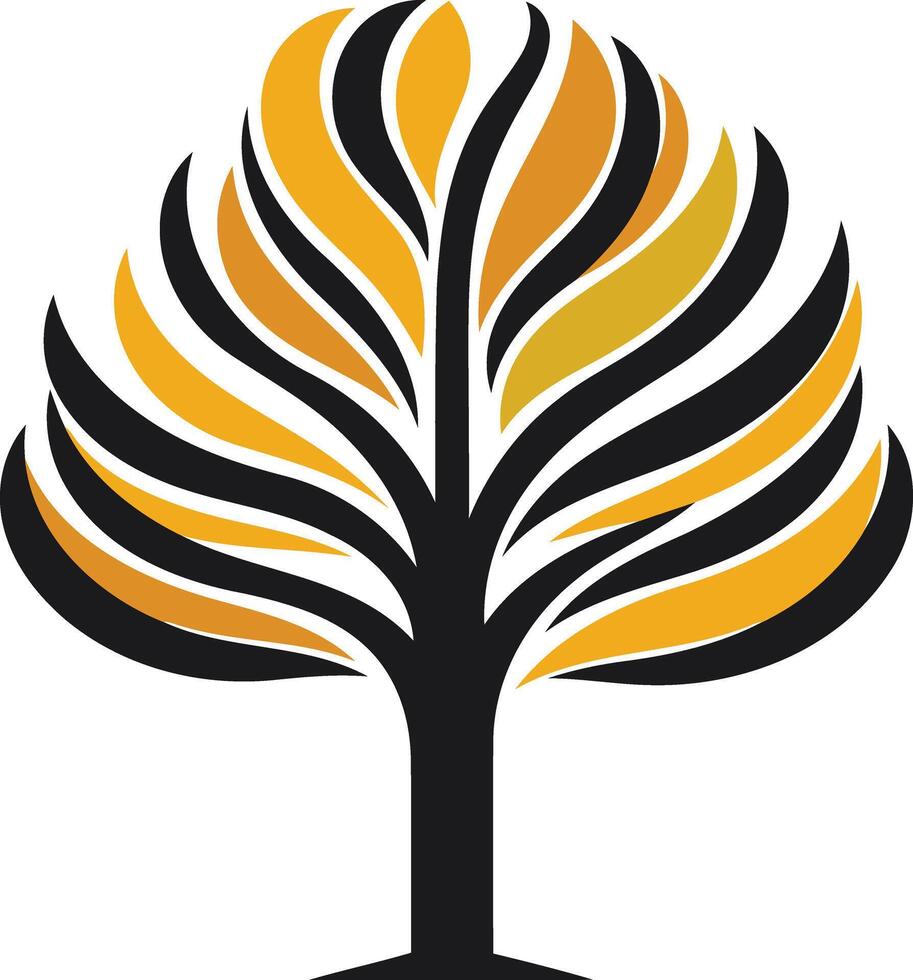 Stylized Tree with Golden Leaves vector