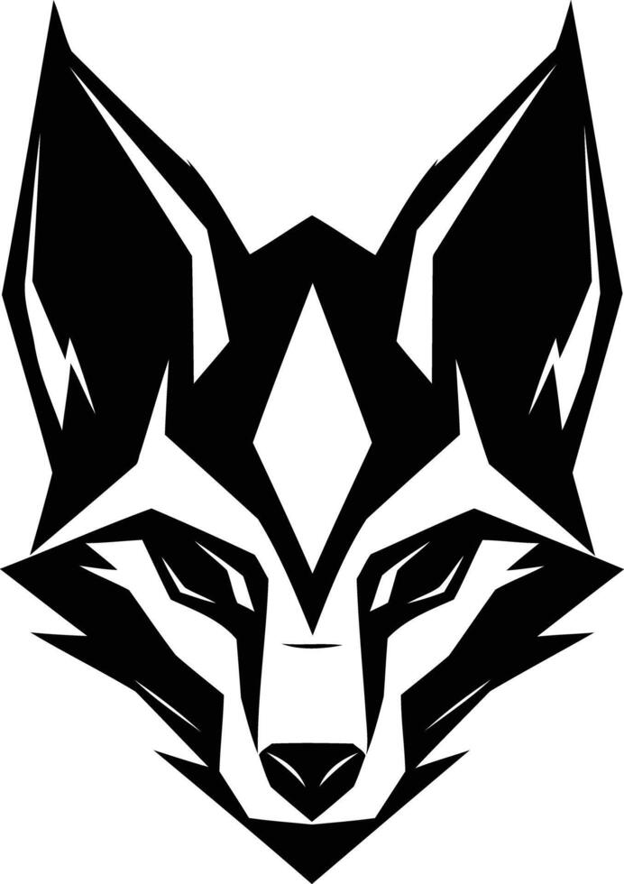Geometric fox head logo in black and white, perfect for branding, design, and social media vector