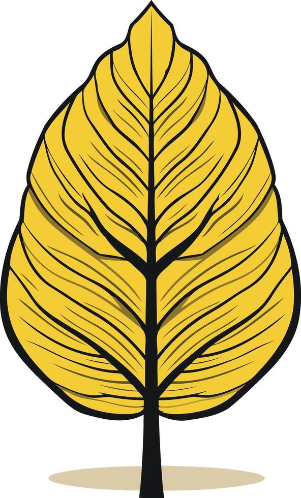 Cartoon Illustration of a Yellow Leaf Tree vector