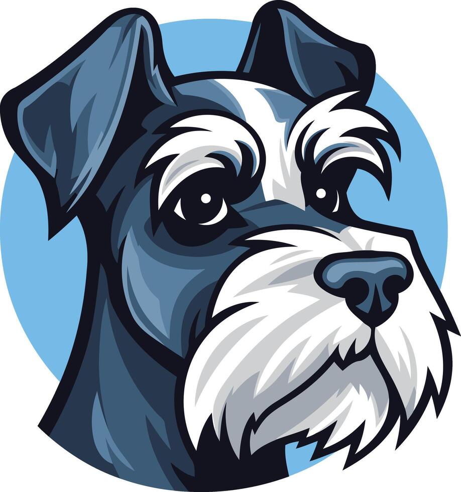 A cute cartoon illustration of a miniature schnauzer, perfect for pet related businesses, websites, or social media vector
