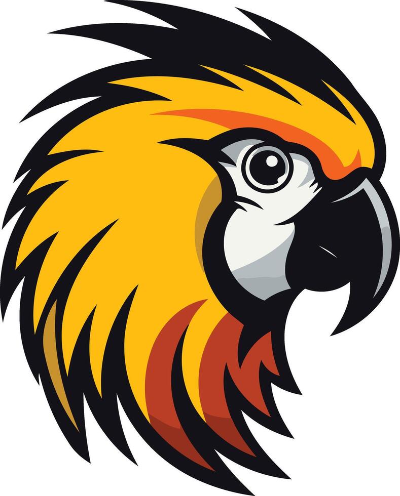 Yellow and Black Parrot Head Mascot Illustration vector